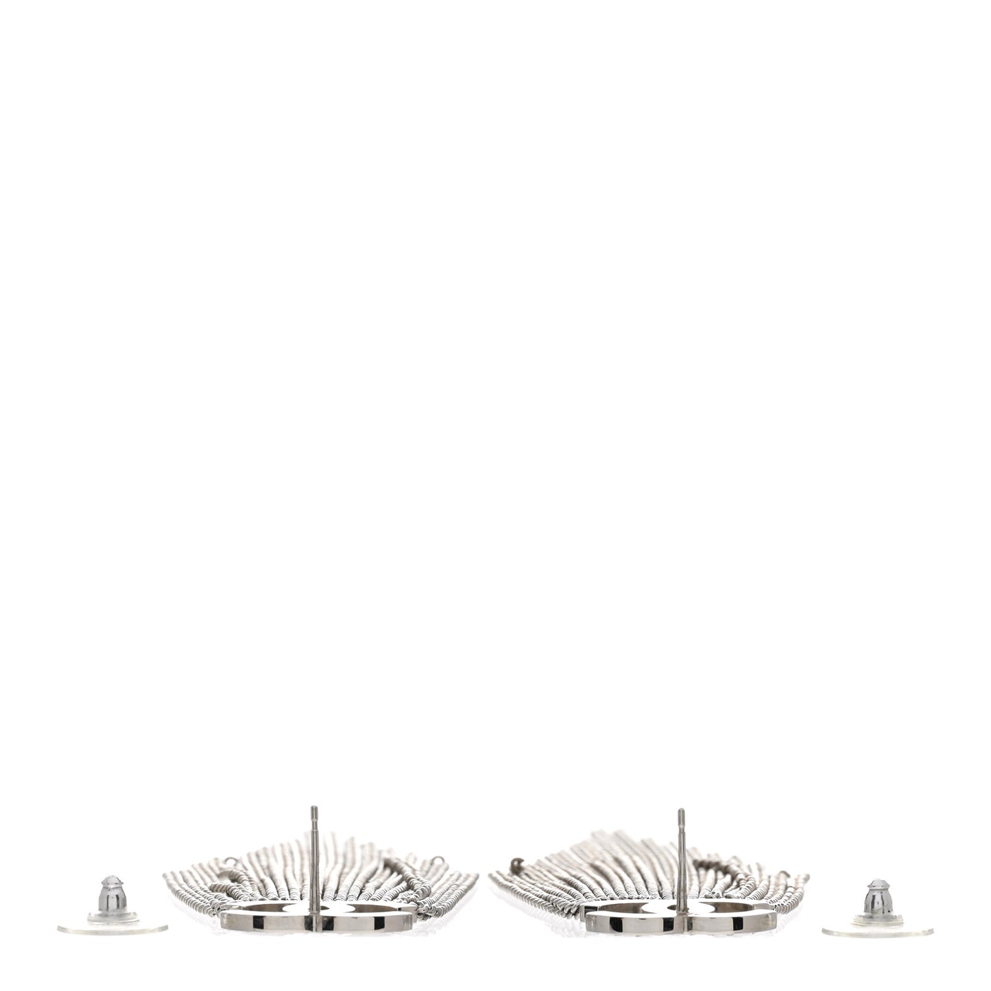 Baguette Crystal CC Chain Drop Earrings Silver