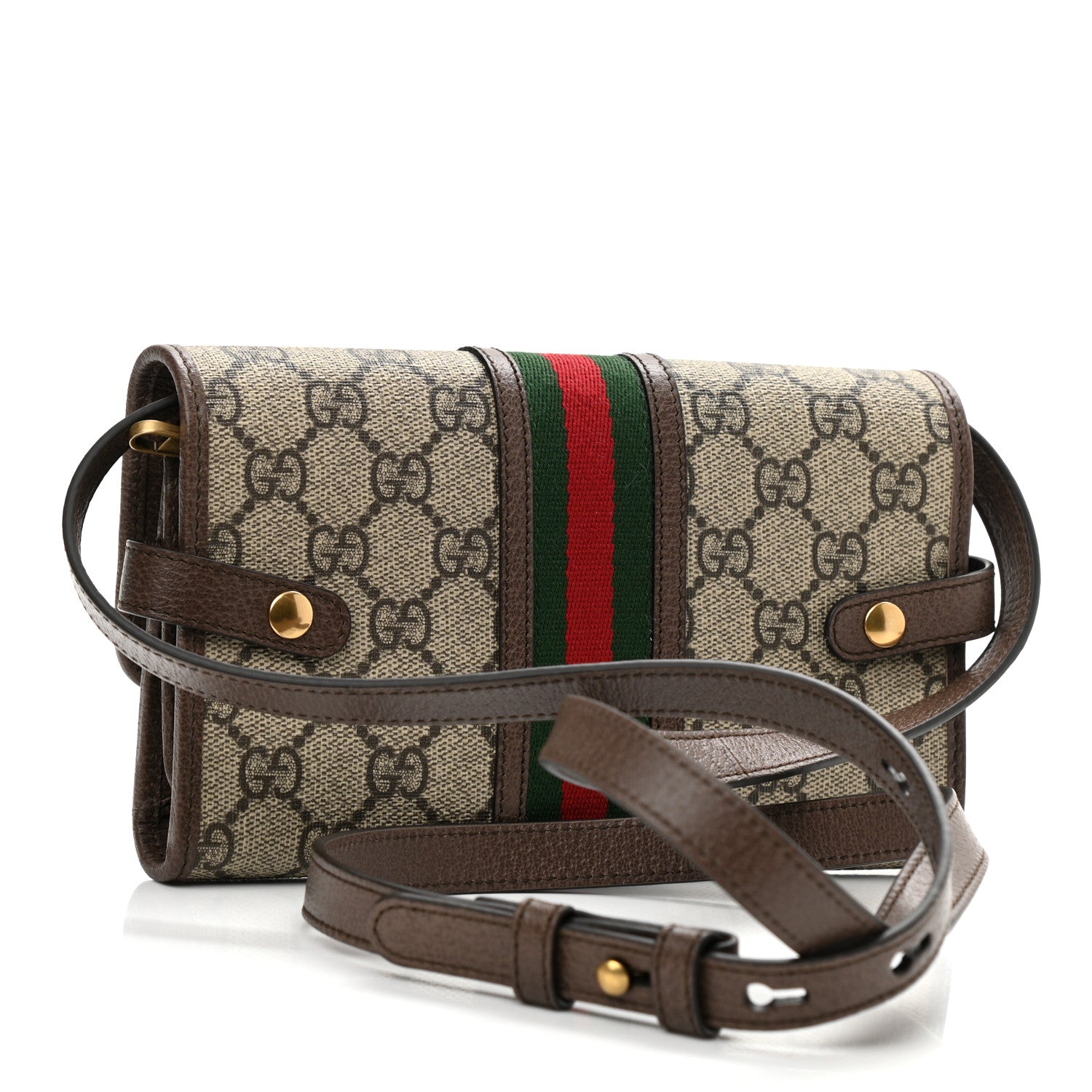 Gucci GG Supreme Monogram Web Ophidia Crossbody Wallet Beige New Acero 3 of 7