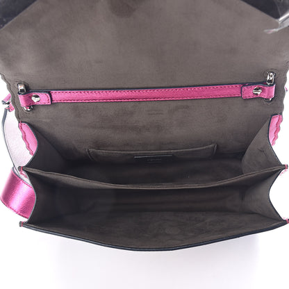 Fendi Metallic Calfskin Wonder Monster Kan I Shoulder Bag Pink Silver 5 of 9