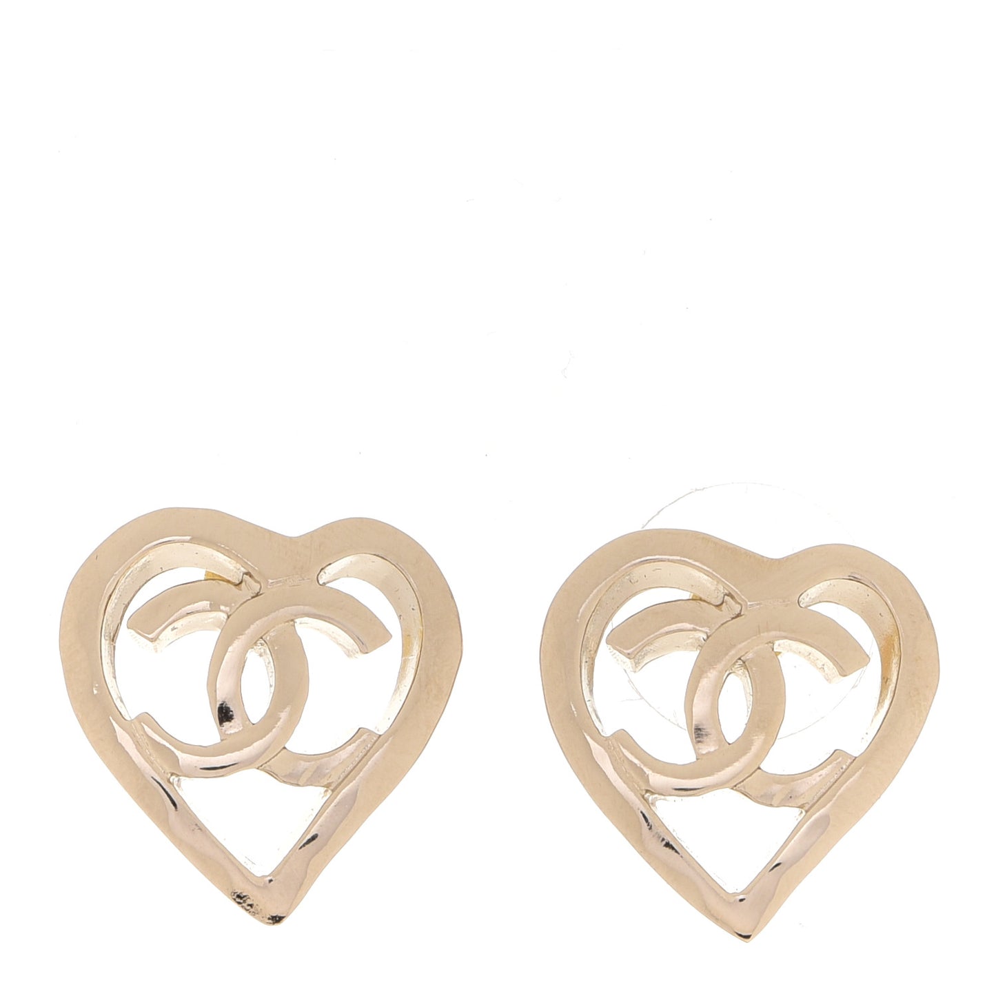 Metal CC Heart Coco In Love Earrings Gold
