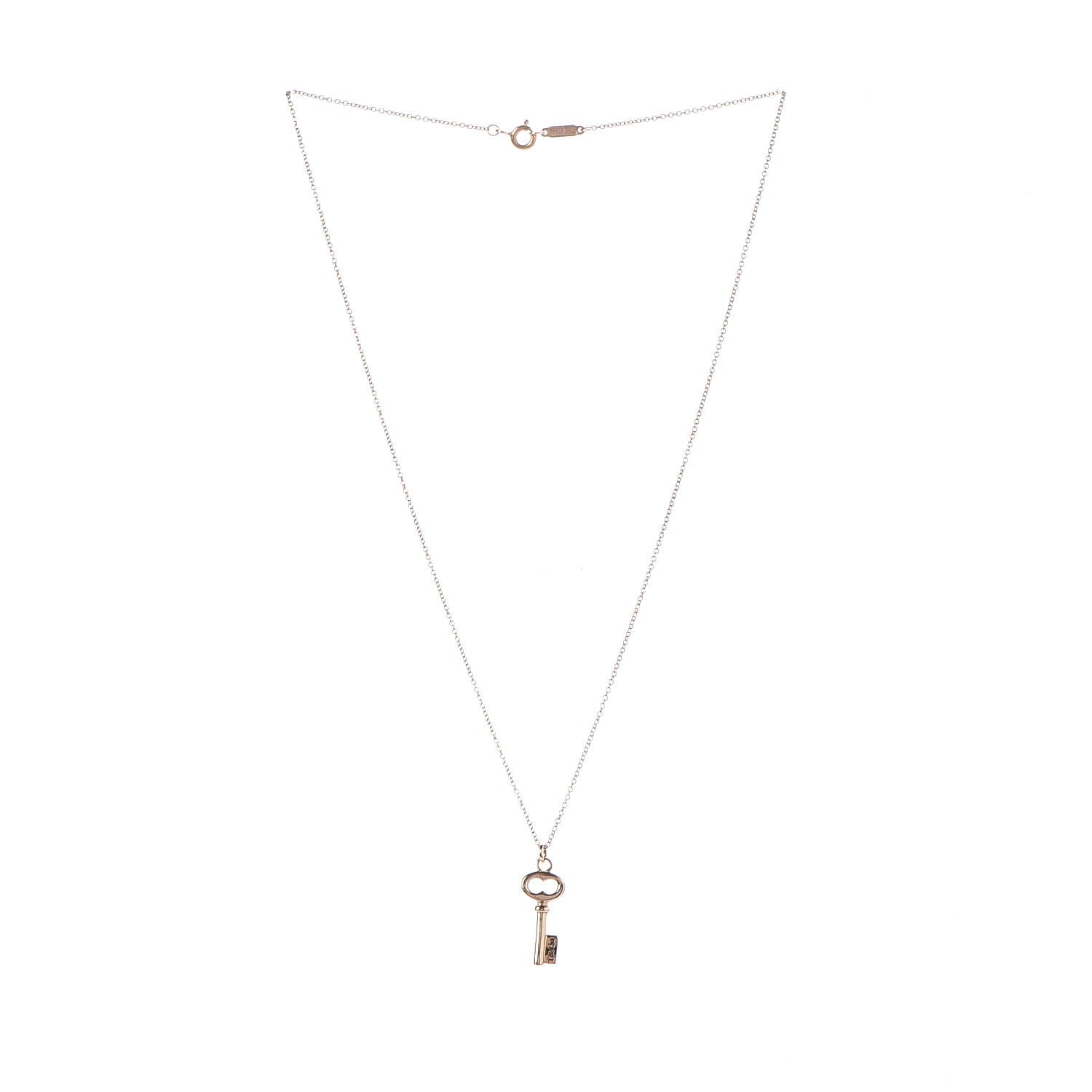 Tiffany 18K Rose Gold Mini Key Pendant Necklace 3 of 8