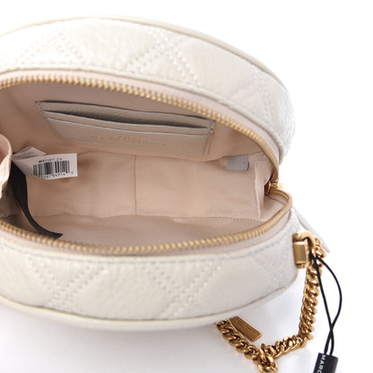 Marc Jacobs Grained Calfskin Quilted The Status Round Crossbody Oatmilk 5 of 11