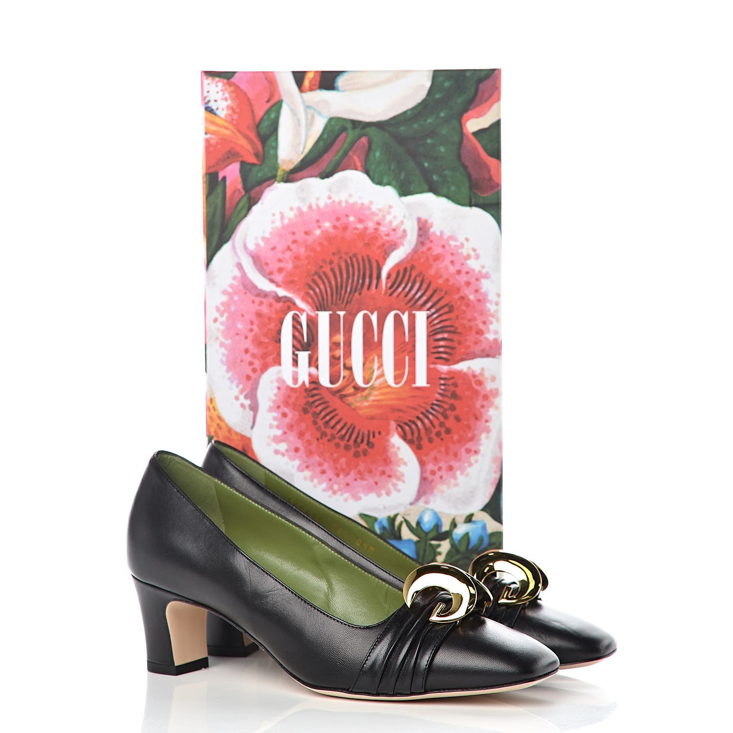Malaga Kid Half Moon GG Square Toe Pumps 36.5 Black