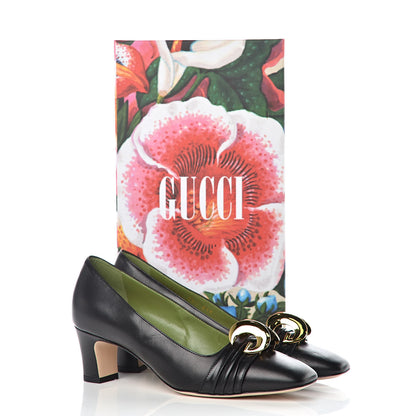 Gucci Malaga Kid Half Moon GG Square Toe Pumps 36.5 Black 9 of 9