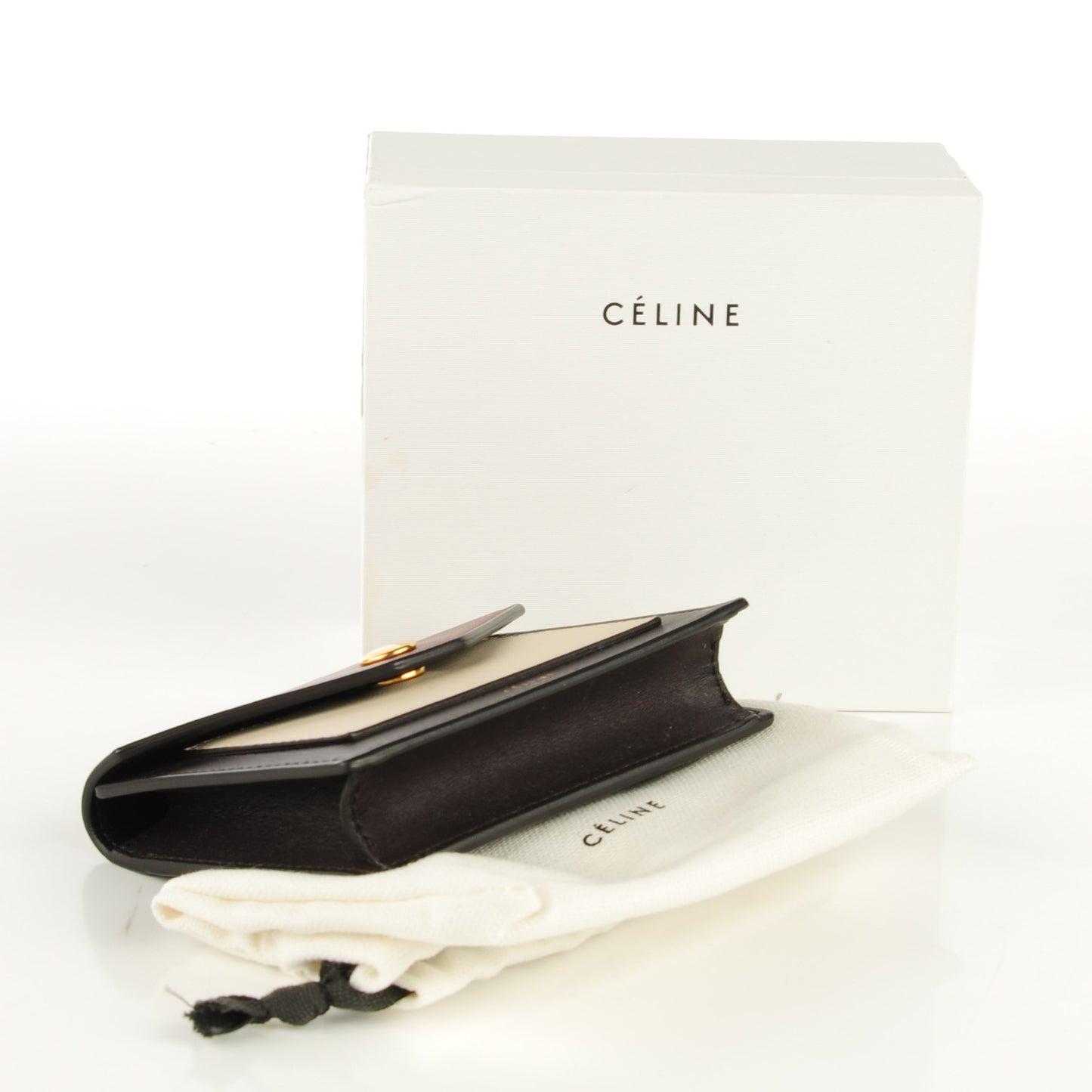 Smooth Calfskin Pocket Card Holder Dark Rust