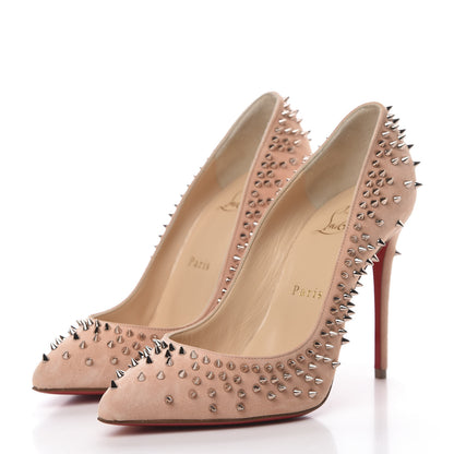 Christian Louboutin Veau Velours Studded Escarpic 100 Pumps 37 Pink Bronze 3 of 9