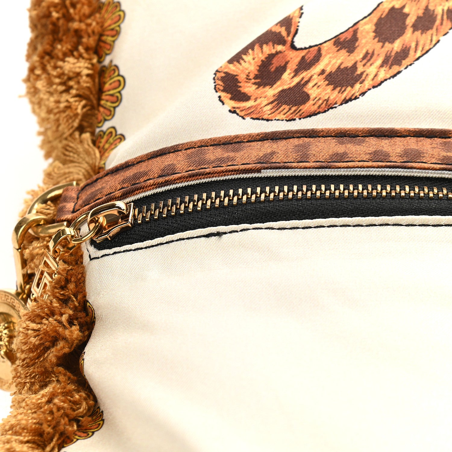 Versace Silk Leopard Print Pillow Talk Shoulder Bag Gold 10 of 12