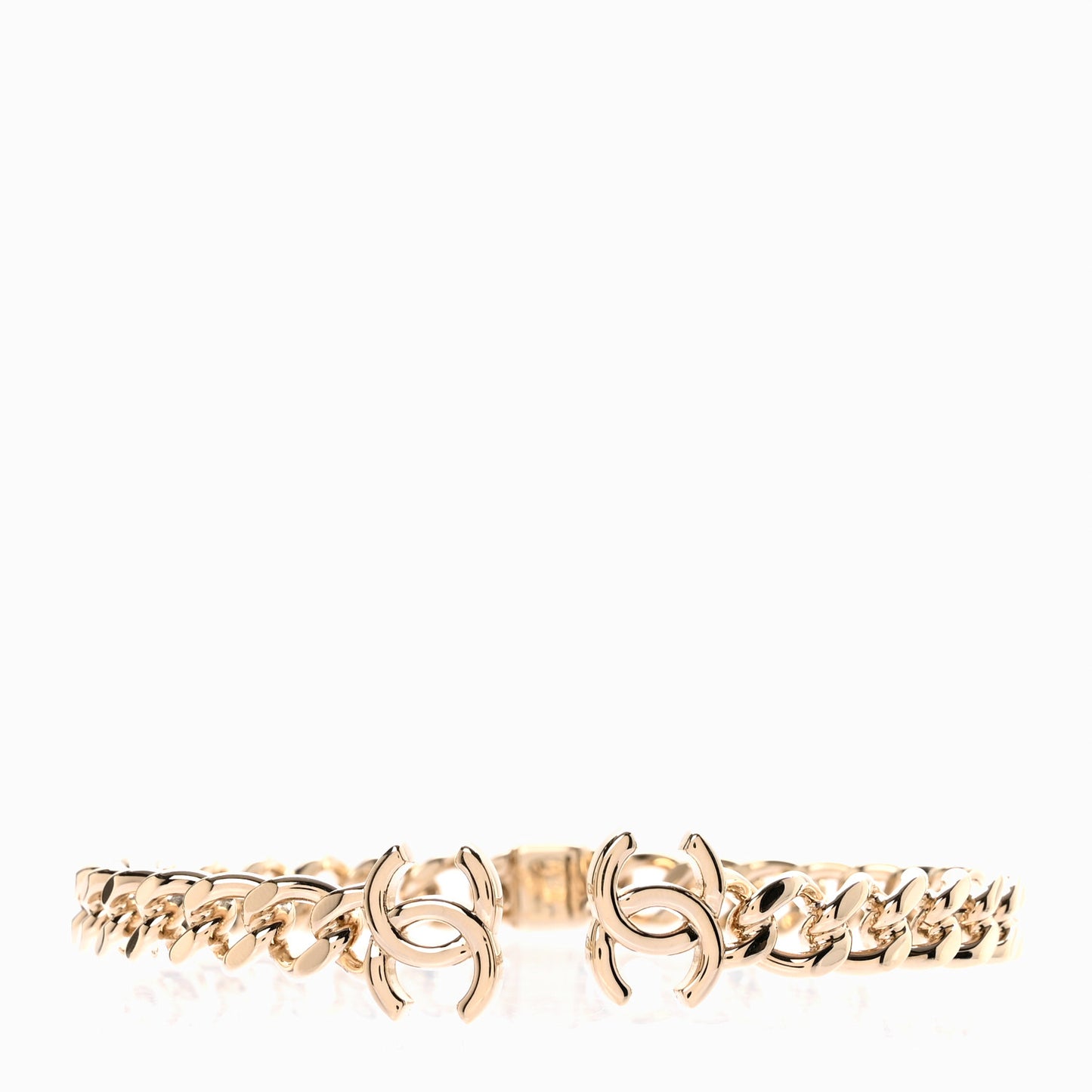 Metal CC Chain Link Choker Necklace L Gold