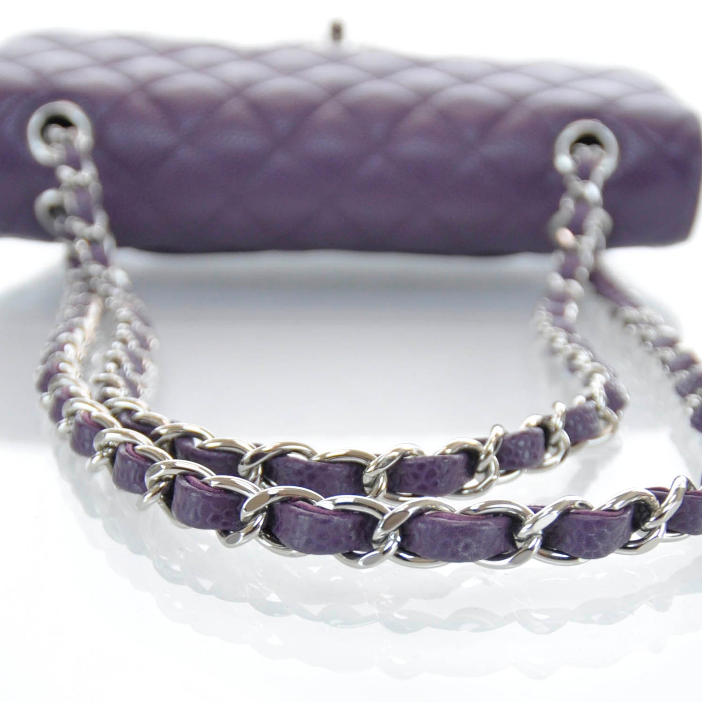 Caviar Medium Double Flap Purple