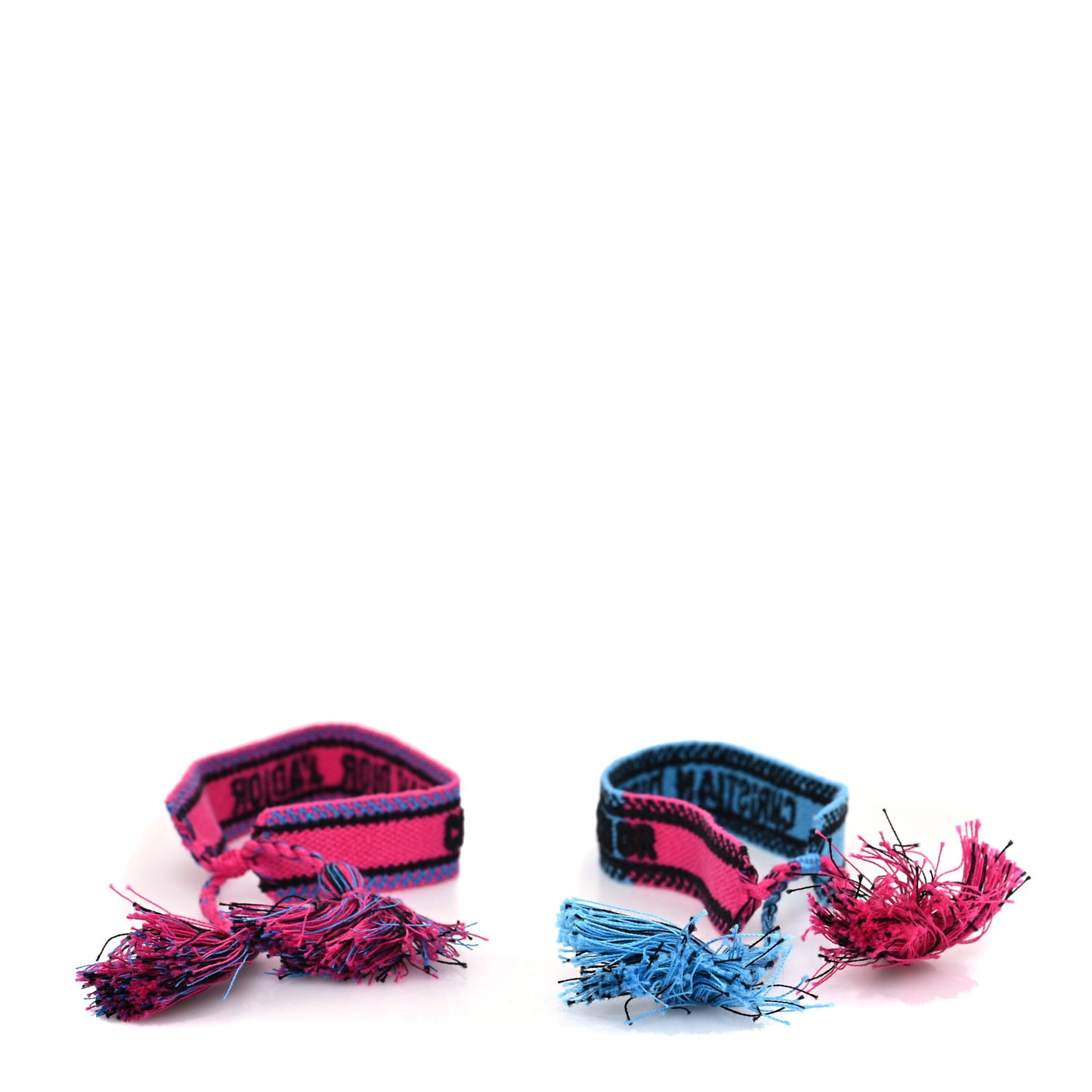 Woven Cotton J'Adior Friendship Bracelet Set Bright Pink Fluorescent Blue