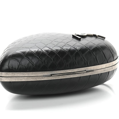 Saint Laurent Calfskin Crocodile Embossed Monogram Love Box Bag Black 9 of 10