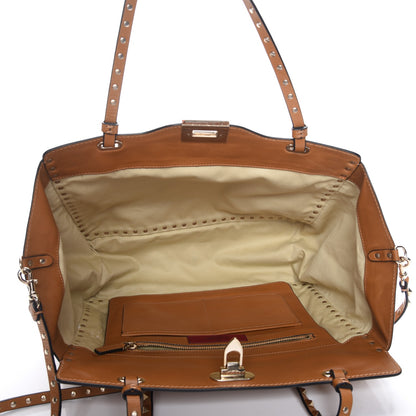 Valentino Garavani Vitello Medium Rockstud Tote Light Brown 6 of 9
