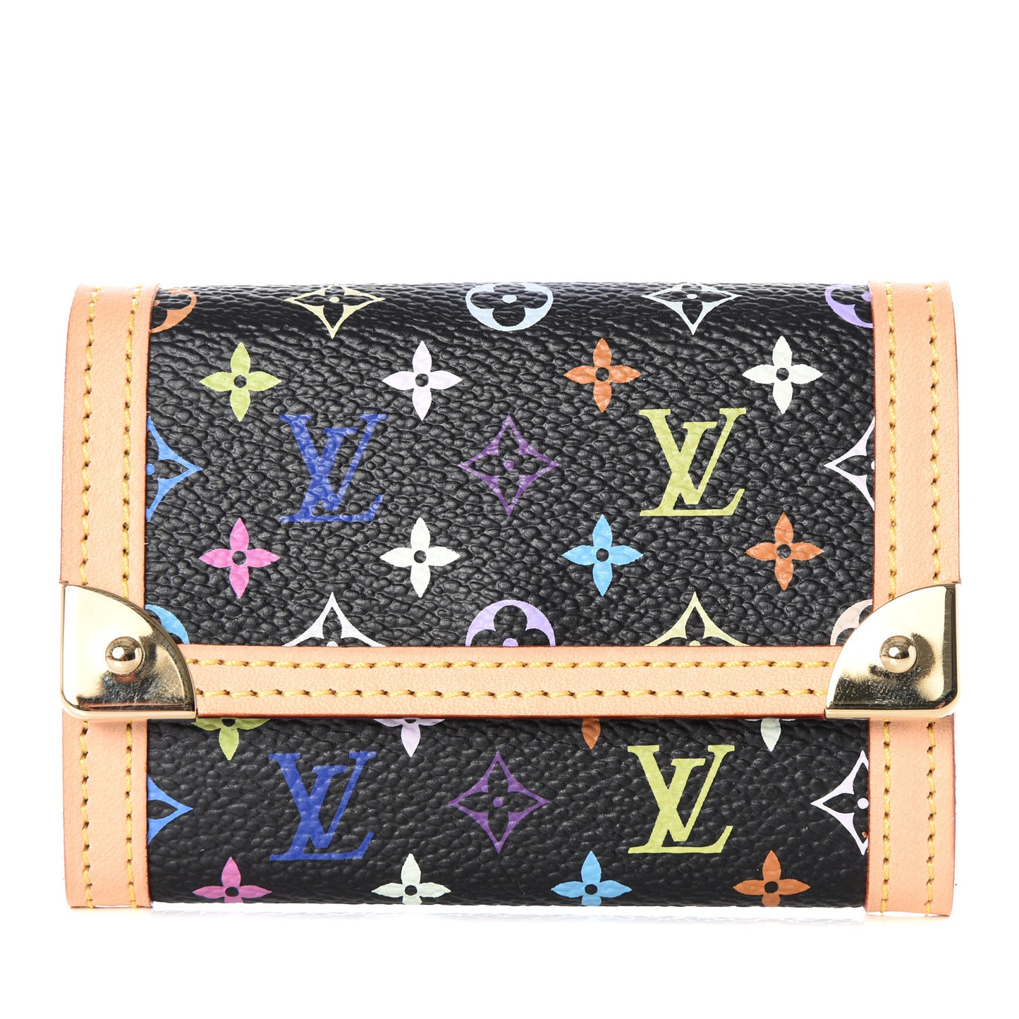 Monogram Multicolor Porte-Monnaie Plat Coin Purse Black