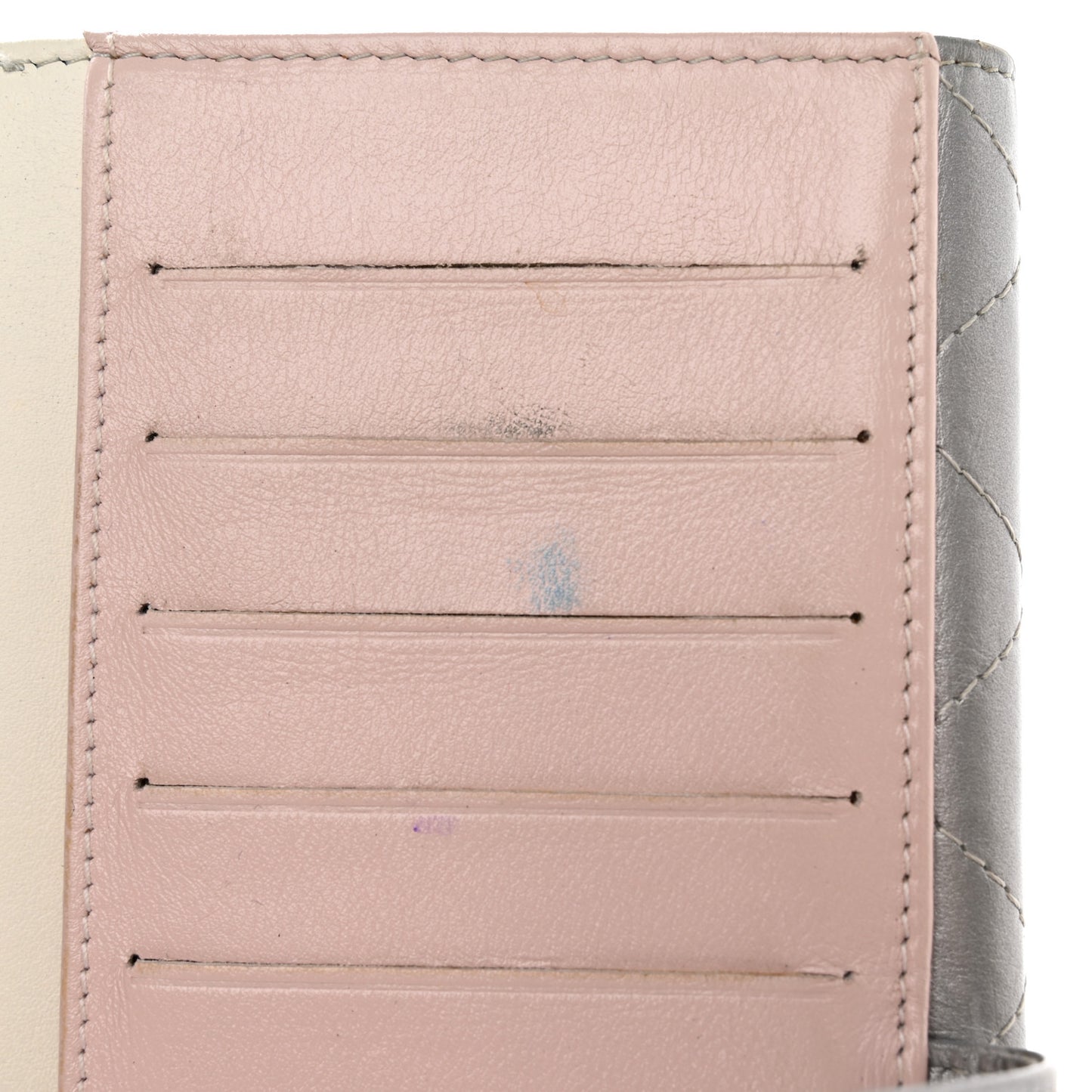 Aged Metallic Calfskin Large Palette Flap Wallet Silver