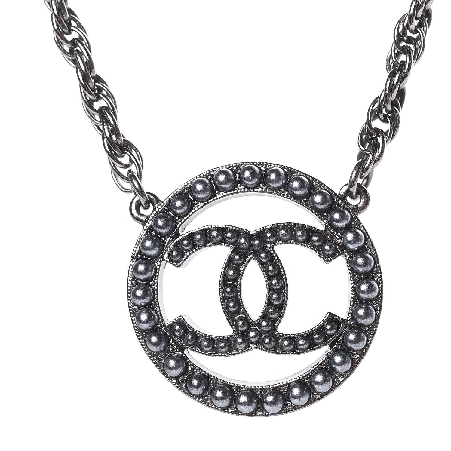 Chanel Ruthenium Pearl CC Short Necklace Dark Grey 4 of 6