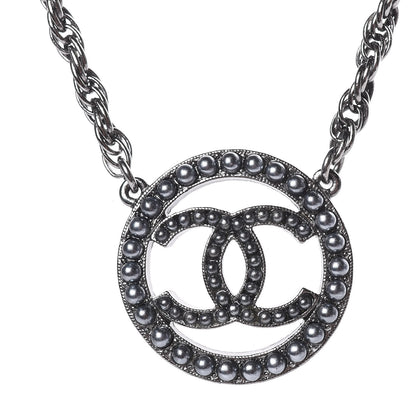 Chanel Ruthenium Pearl CC Short Necklace Dark Grey 4 of 6