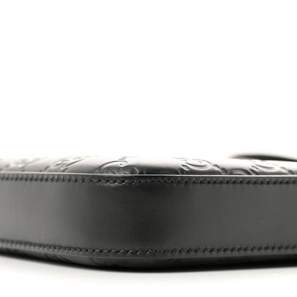 Gucci Guccissima Signature Medium Flat Messenger Bag Black 10 of 12