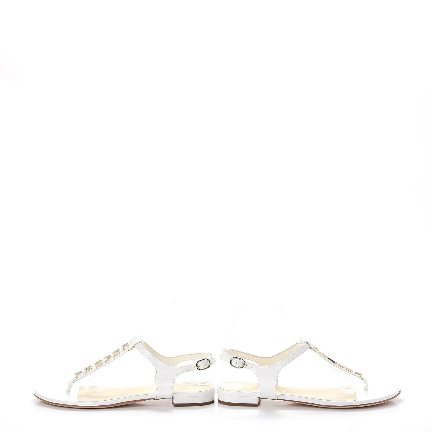 Lambskin Logo Thong Sandals 38 White