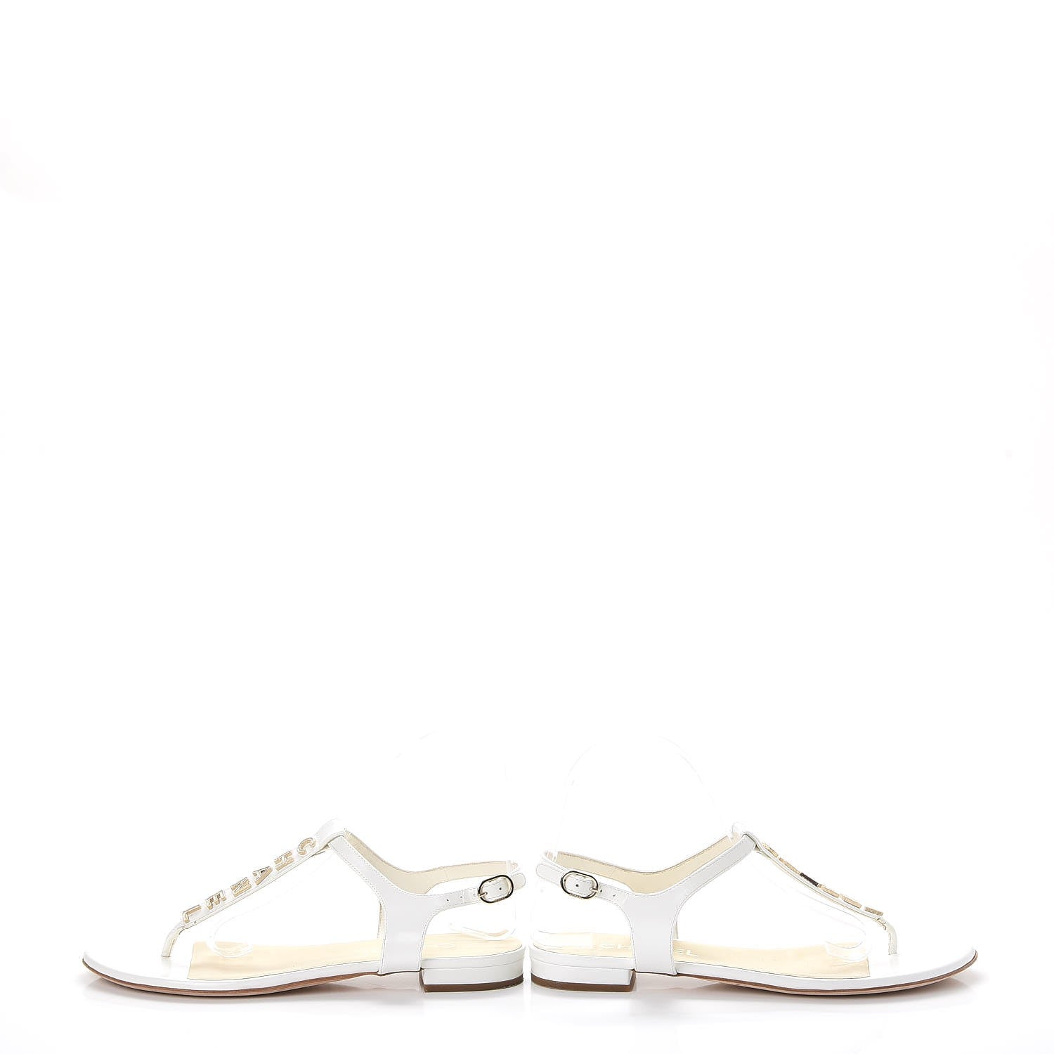 Chanel Lambskin Logo Thong Sandals 38 White 6 of 13