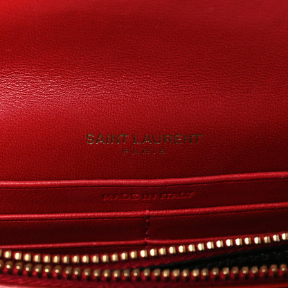 Saint Laurent Patent Calfskin Matelasse Vicky Chain Wallet Rouge Eros 5 of 8