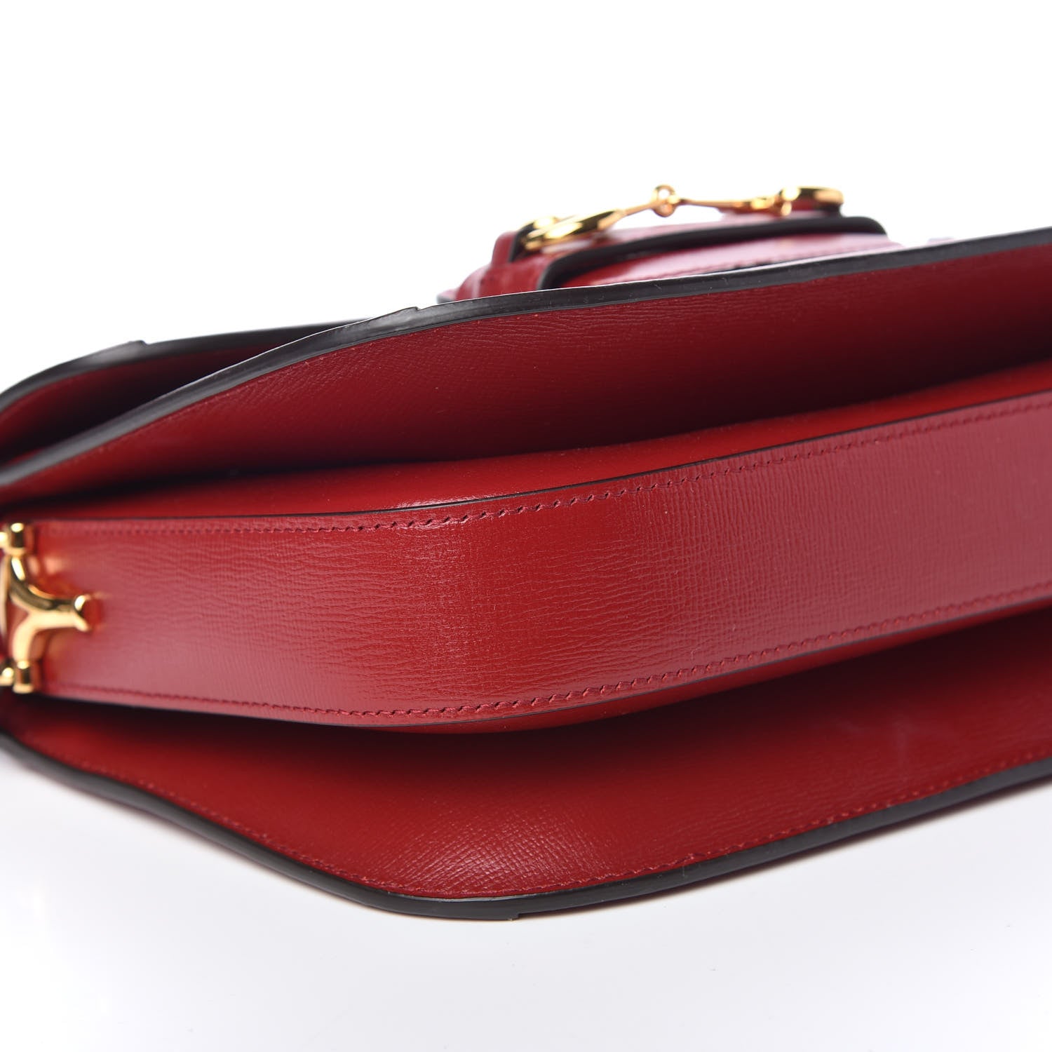 Gucci GG Supreme Monogram Azalea Calfskin Horsebit 1955 Shoulder Bag Beige Ebony New Cherry Red 8 of 9