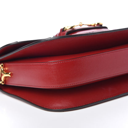 Gucci GG Supreme Monogram Azalea Calfskin Horsebit 1955 Shoulder Bag Beige Ebony New Cherry Red 8 of 9