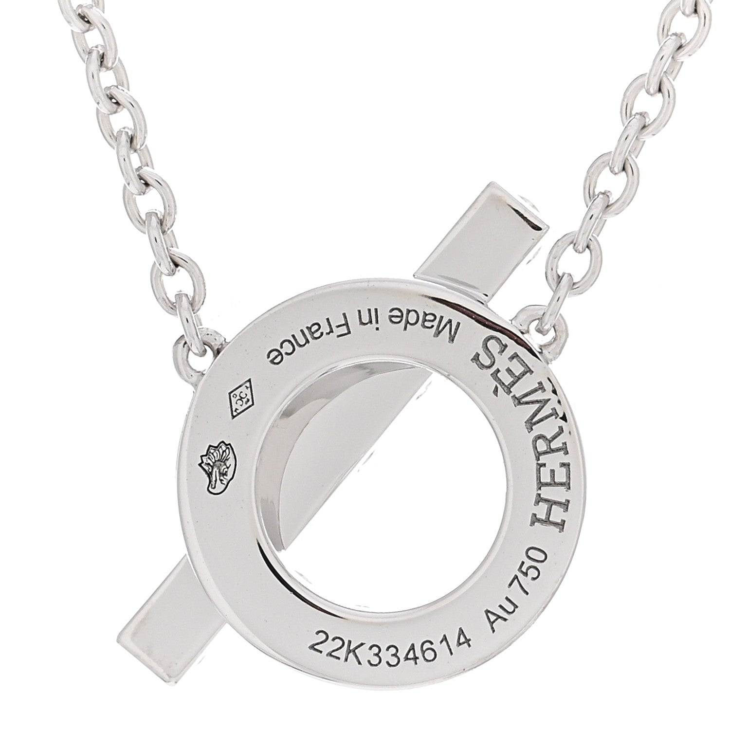 Hermes 18K White Gold Diamond Finesse Pendant Necklace 3 of 4