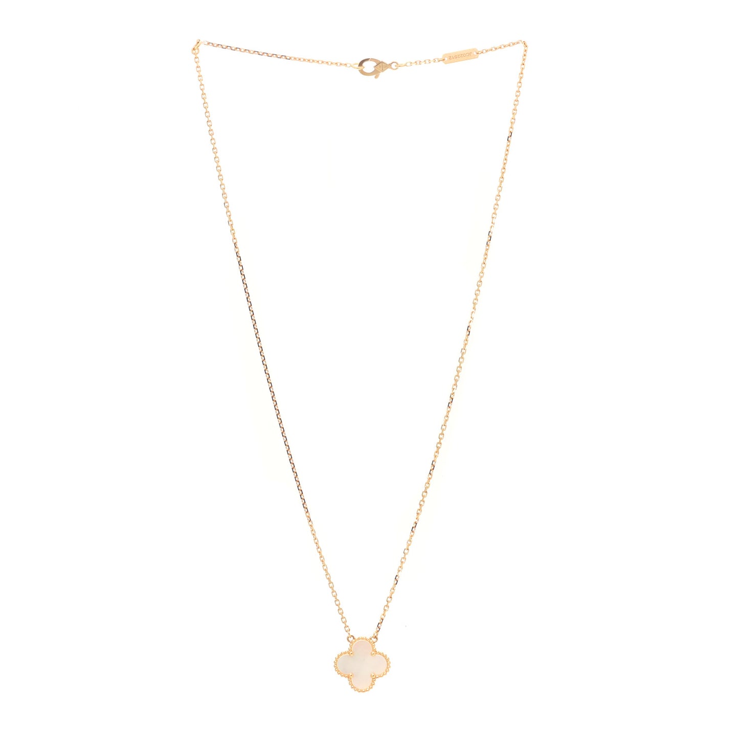 18K Yellow Gold Mother of Pearl Vintage Alhambra Pendant Necklace