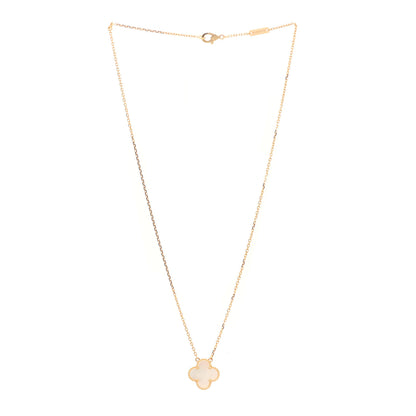 Van Cleef & Arpels 18K Yellow Gold Mother of Pearl Vintage Alhambra Pendant Necklace 3 of 7