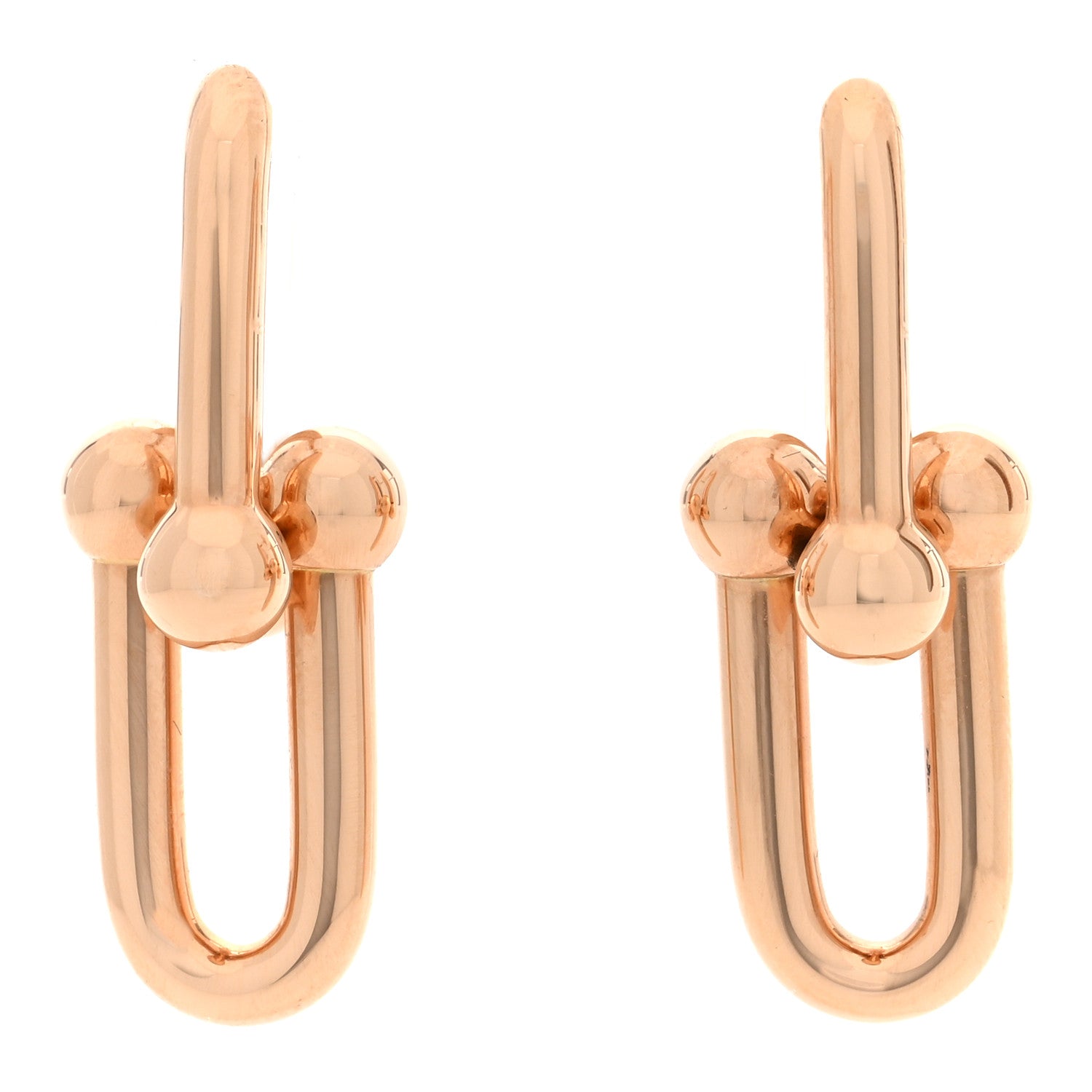 Tiffany 18K Rose Gold Medium HardWear Link Earrings 1 of 5
