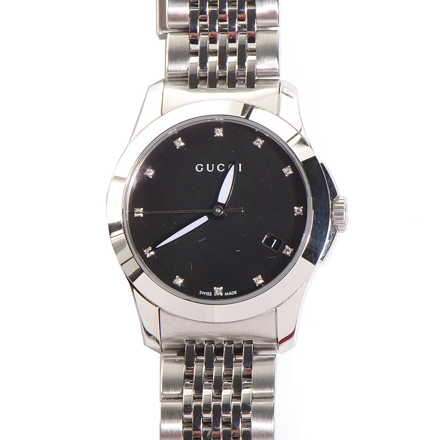 Gucci Stainless Steel Diamond 27mm G-Timeless Quartz Watch Black 1 of 8