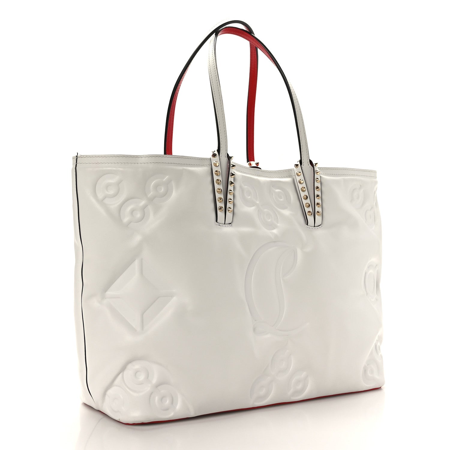 Christian Louboutin Calfskin Padded Loubinthesky Embossed East West Cabata Tote White 4 of 10