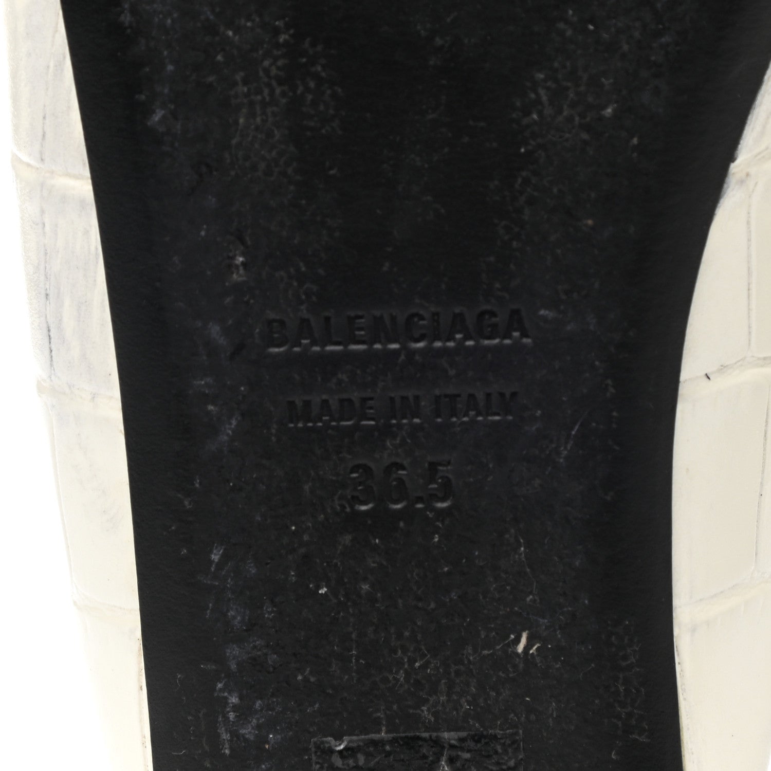 Balenciaga Calfskin Crocodile Embossed Double Square BB 5mm Mules 36.5 White 9 of 9