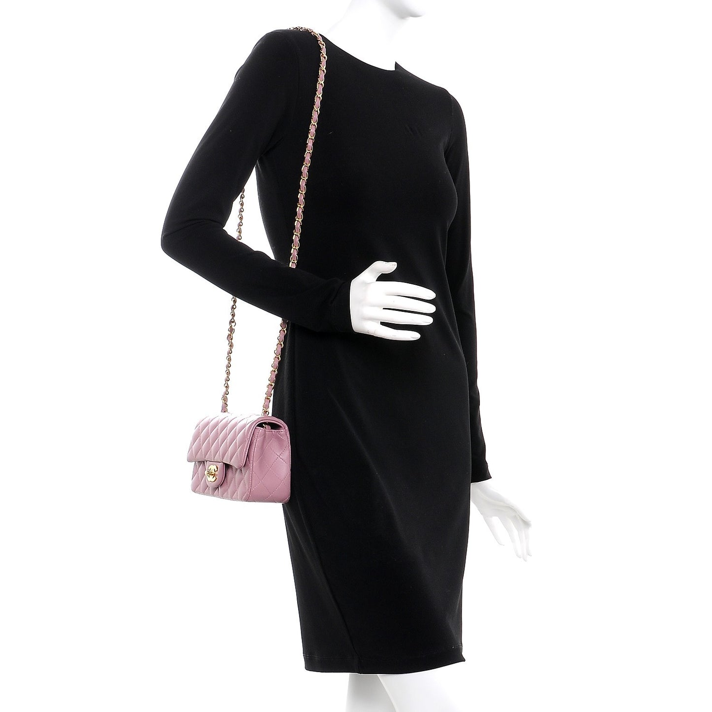Lambskin Quilted Mini Rectangular Flap Pink
