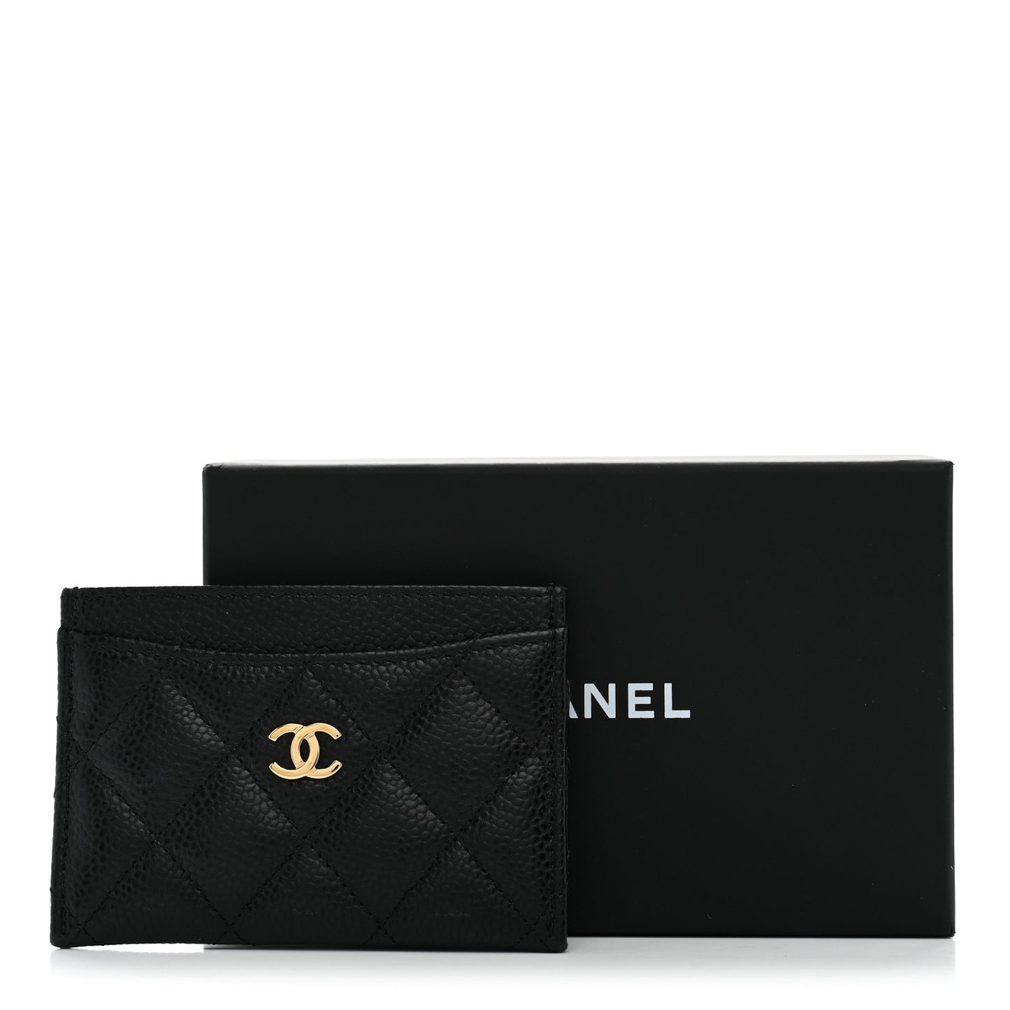 Caviar Quilted Card Holder Black
