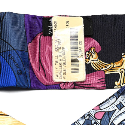 Hermes Silk Cavalleria D'Etriers Twilly Violet Bleu Rose 4 of 4
