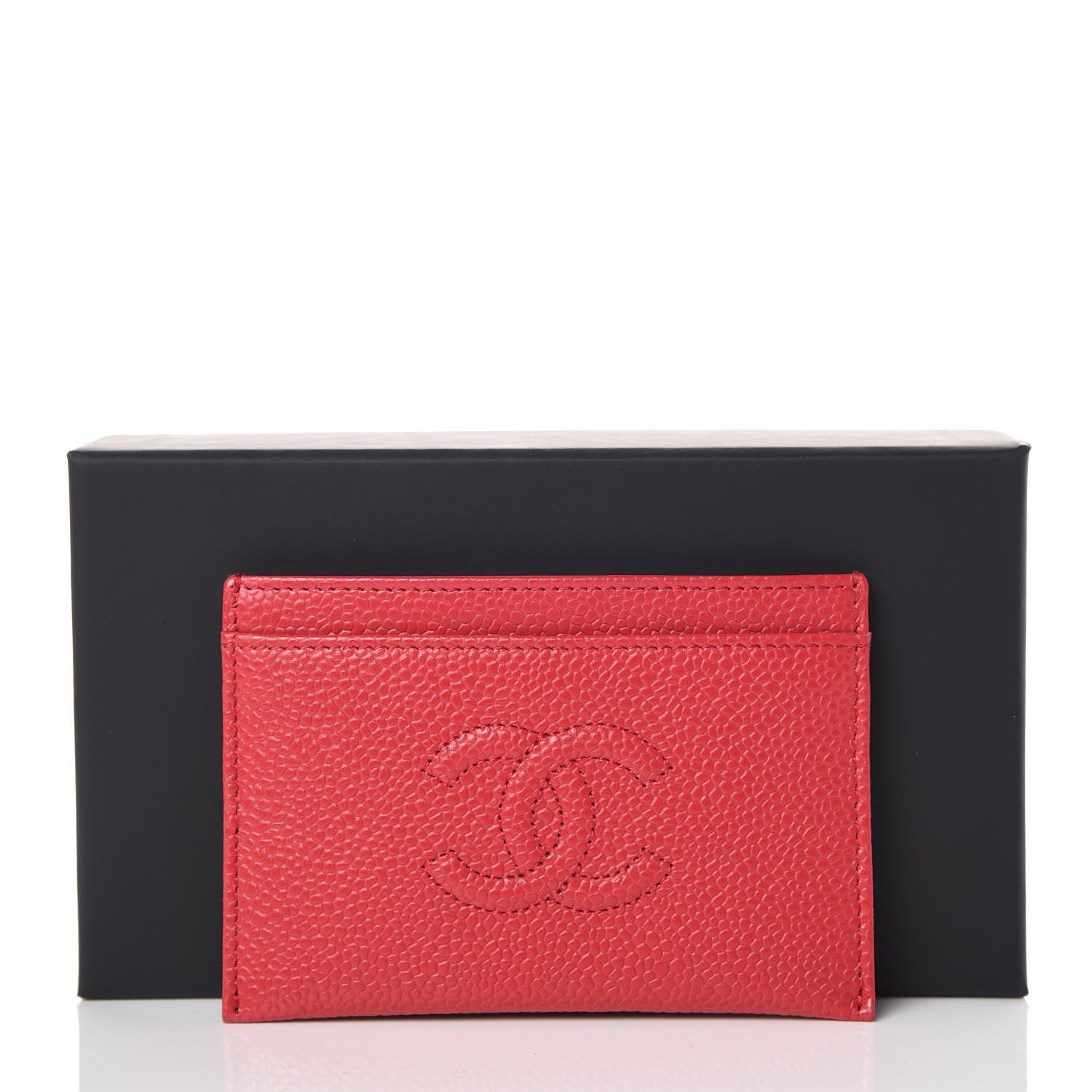 Chanel Caviar Timeless CC Card Holder Wallet Dark Red 9 of 9