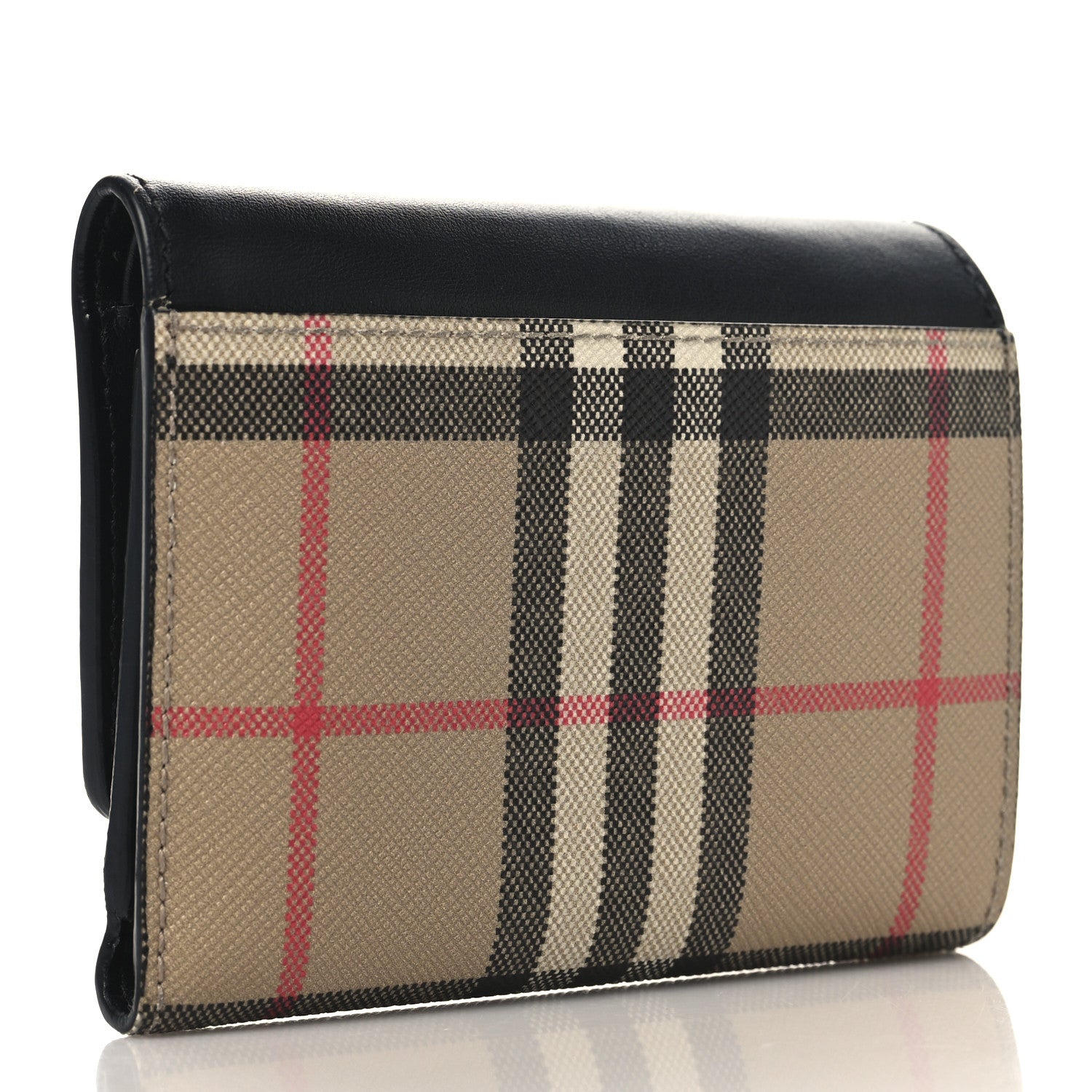 Burberry Grainy Calfskin Vintage Check Small Folding Wallet Archive Beige Black 3 of 7