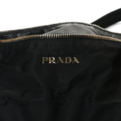 Prada Tessuto Nylon Jacquard Logo Aviator Satchel Black 6 of 17