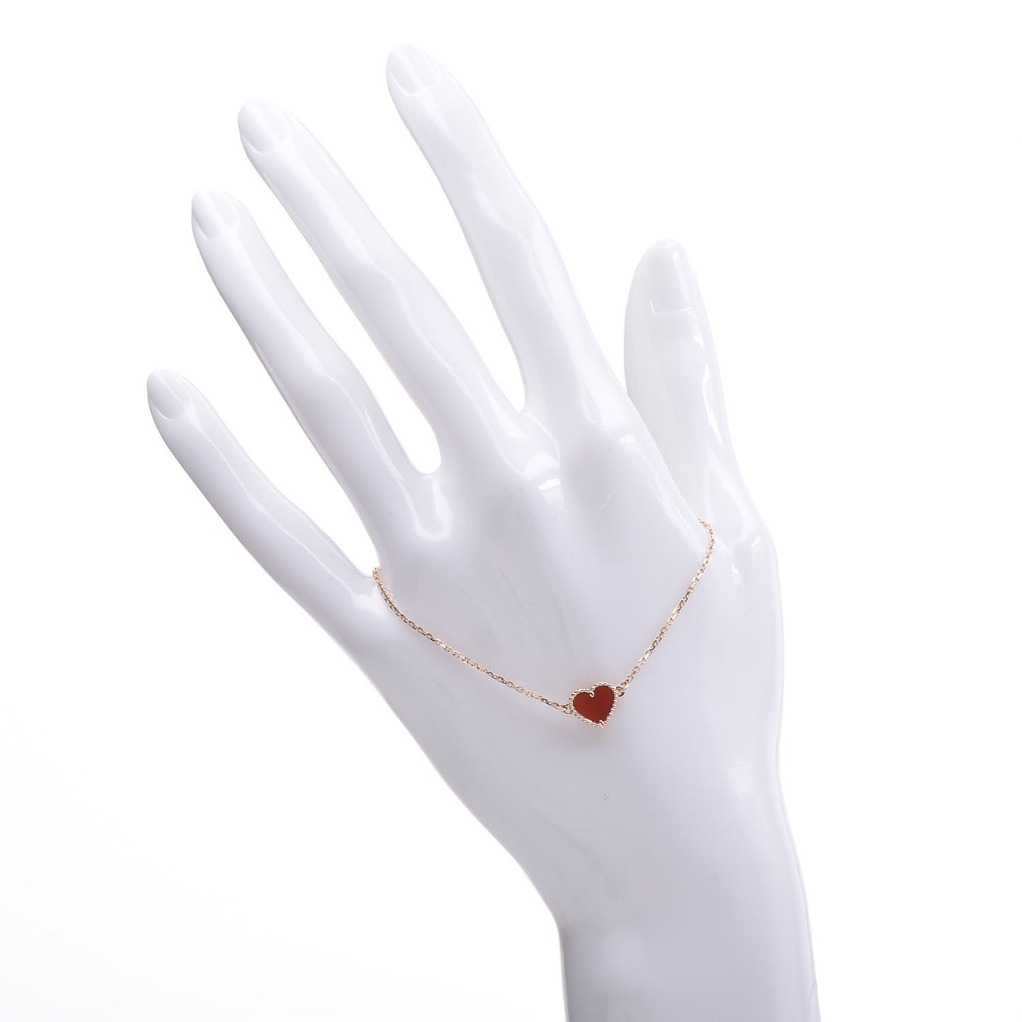 18K Rose Gold Carnelian Sweet Alhambra Heart Bracelet