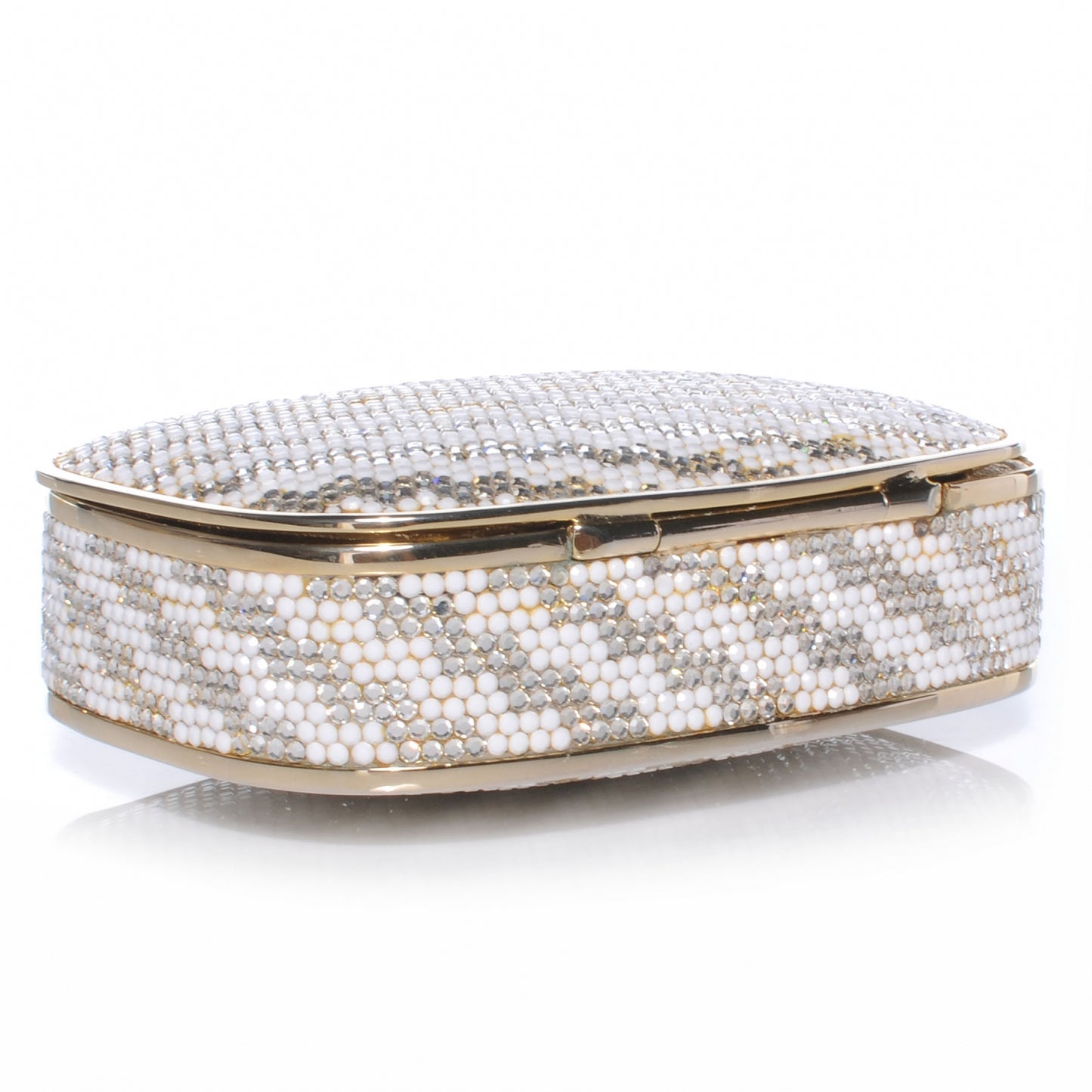 Crystal Herringbone Clutch Gold