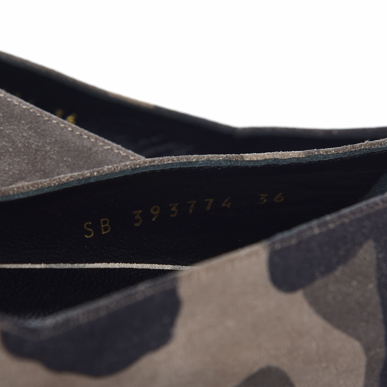Saint Laurent Suede Camouflage Print Paris 10 Decolete Ballerina Flats 36 Green 9 of 16