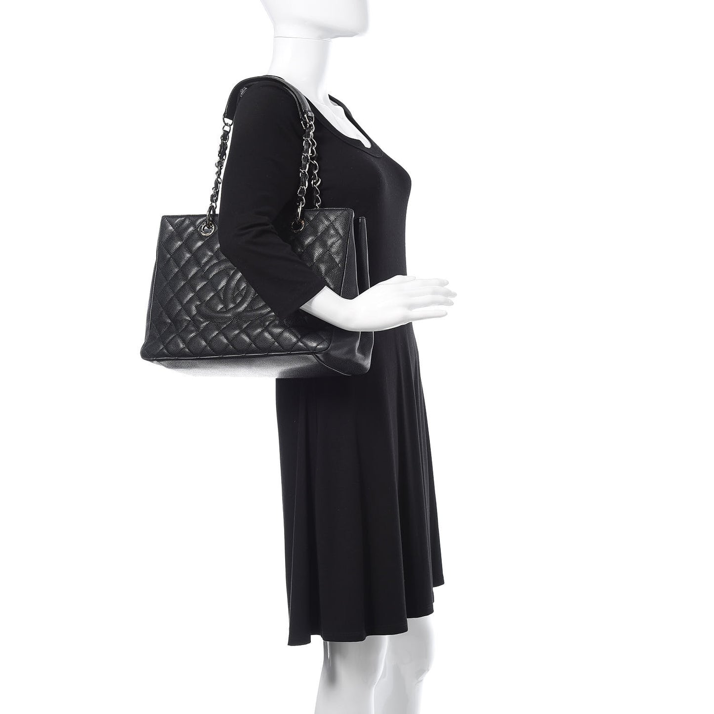 Caviar Quilted Grand Shopping Tote GST Black