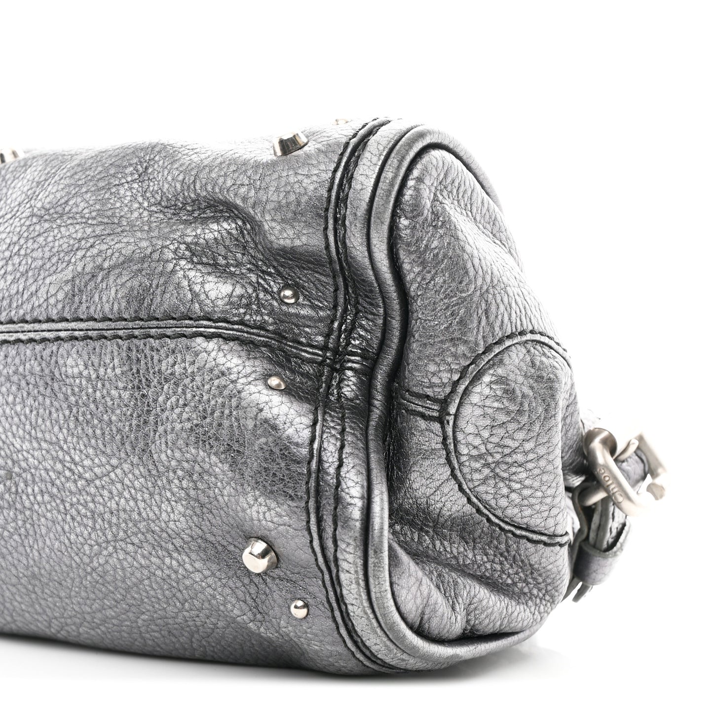 Metallic Calfskin Medium Paddington Satchel Grey