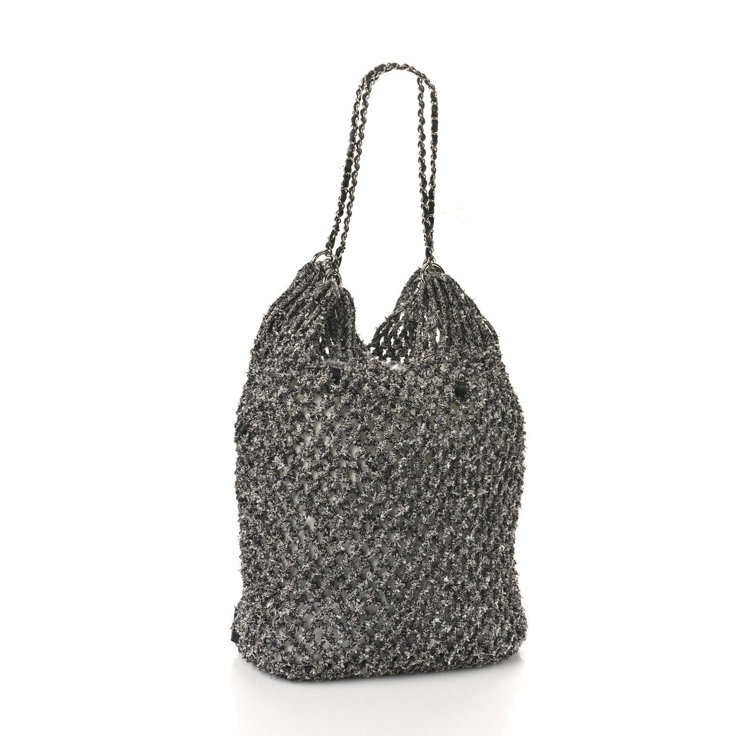 Lambskin Mixed Fibers Large Shopping Bag Black