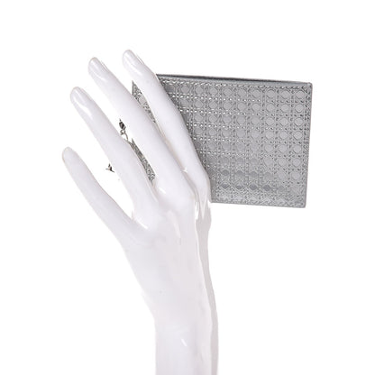 Christian Dior Metallic Patent Micro-Cannage Lady Dior Card Holder Silver 2 of 7