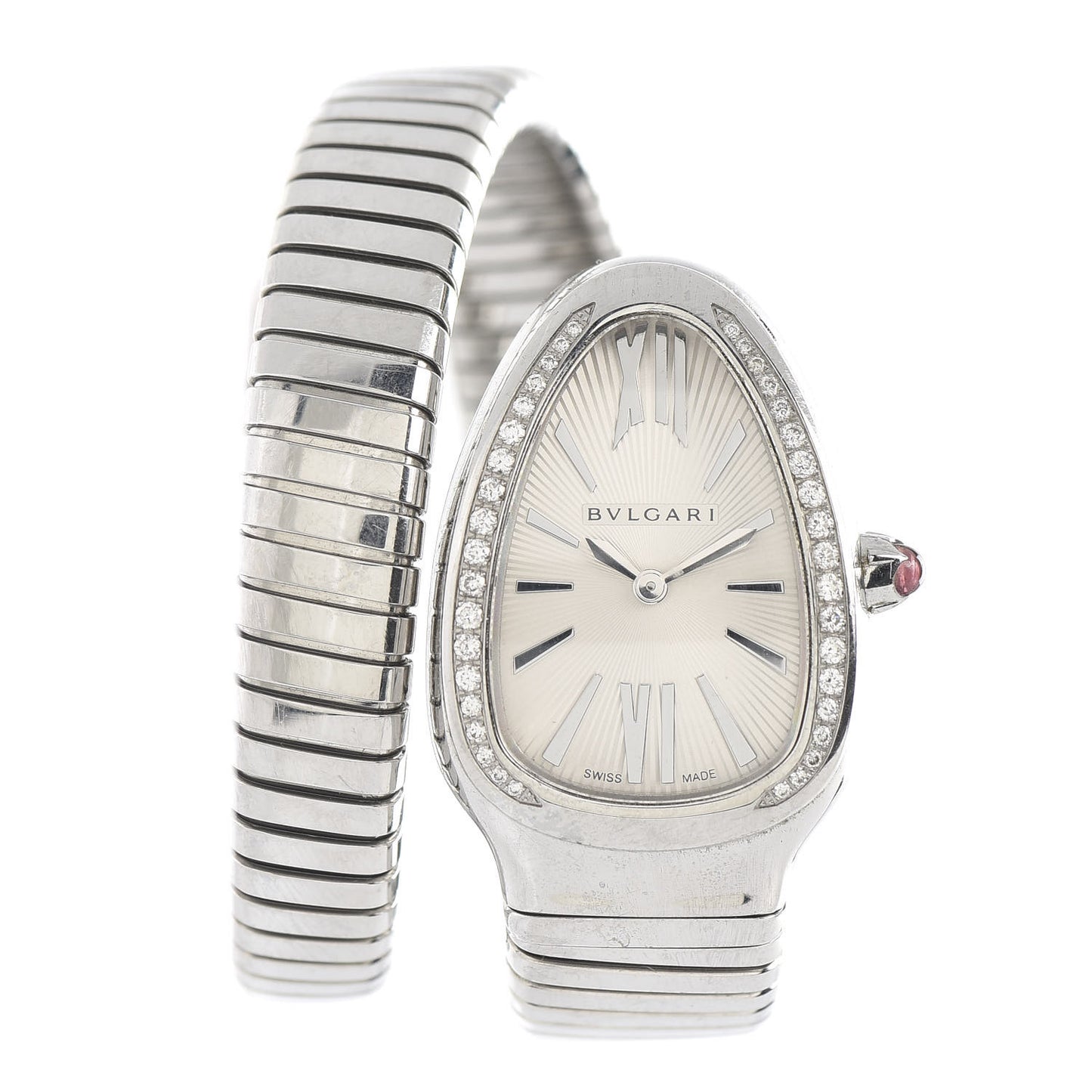 Stainless Steel Diamond Bezel 35mm Serpenti Tubogas Quartz Watch