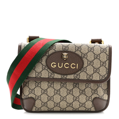 Gucci GG Supreme Monogram Web Small Neo Vintage Double Flap Messenger Bag Beige New Acero 1 of 11