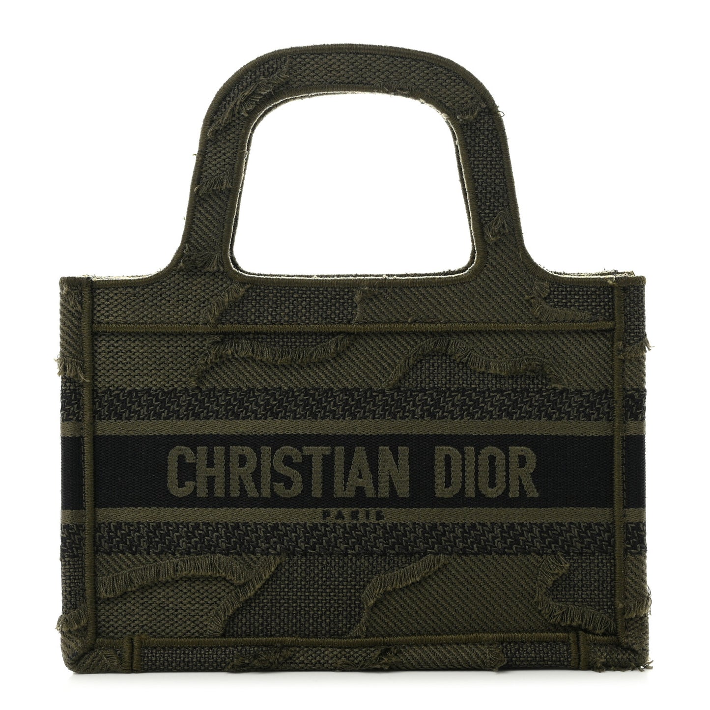 Canvas Embroidered Camouflage Mini Book Tote Green