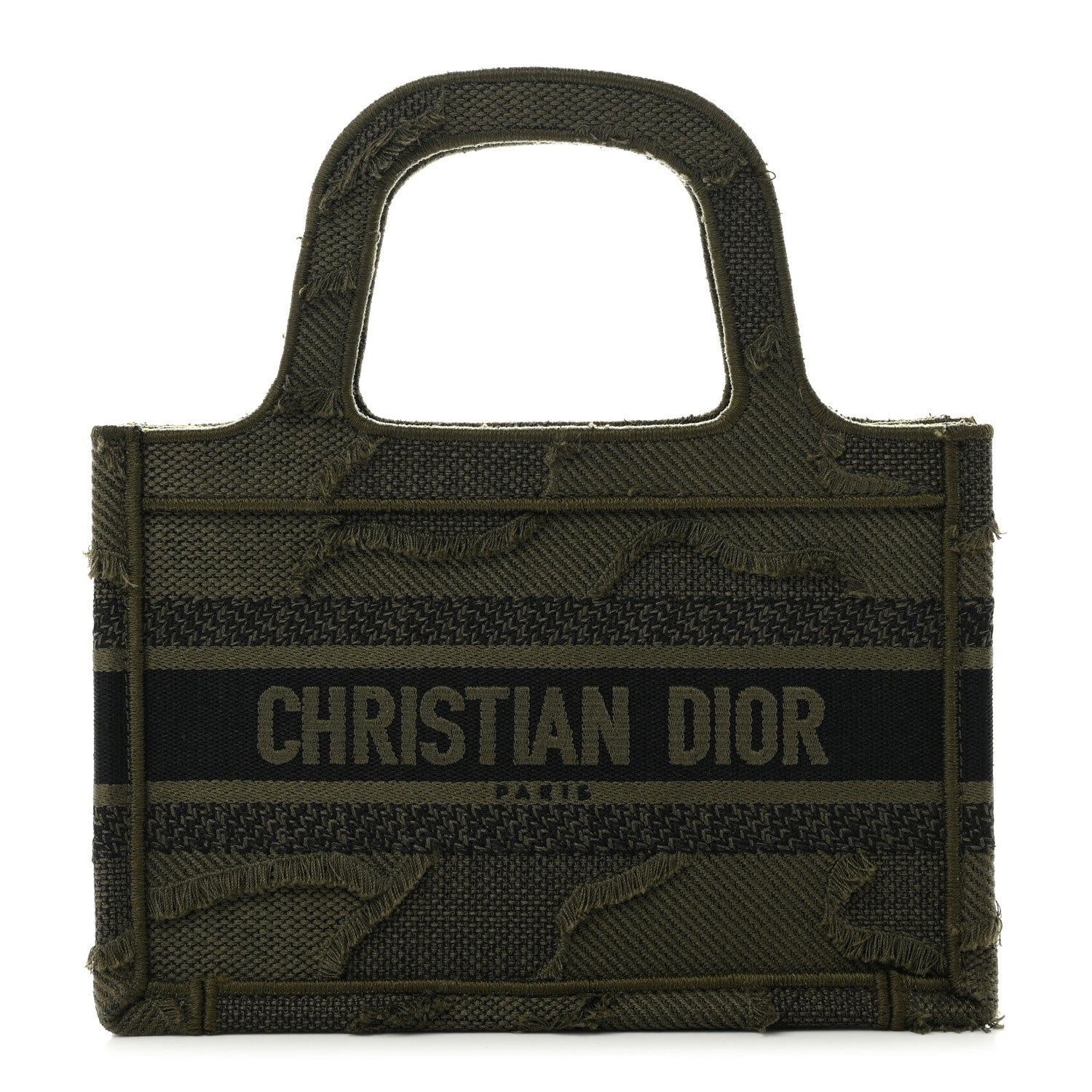 Christian Dior Canvas Embroidered Camouflage Mini Book Tote Green 1 of 10